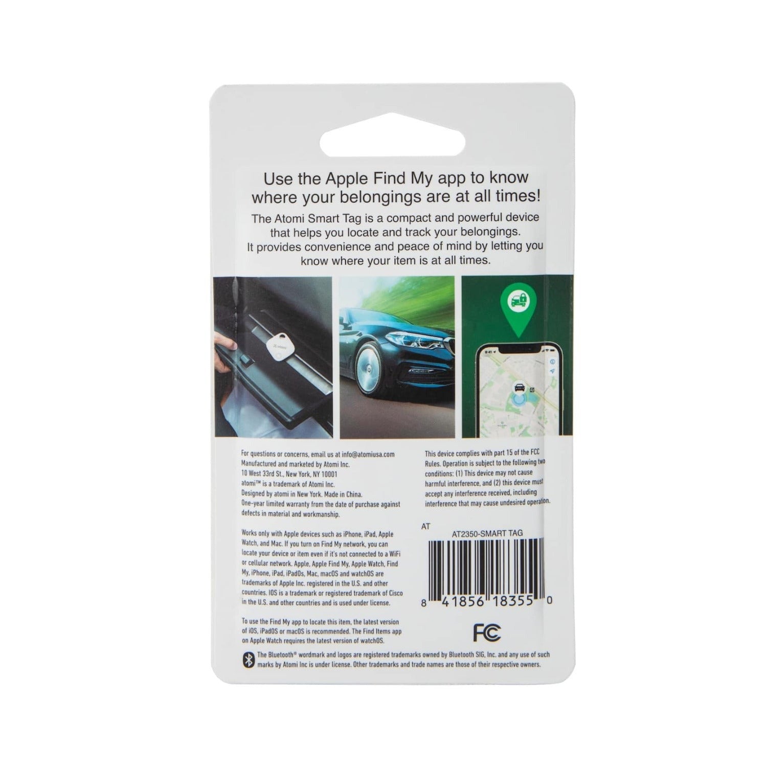 Atomi Smart Tag Tracker for Apple Devices Only (White)