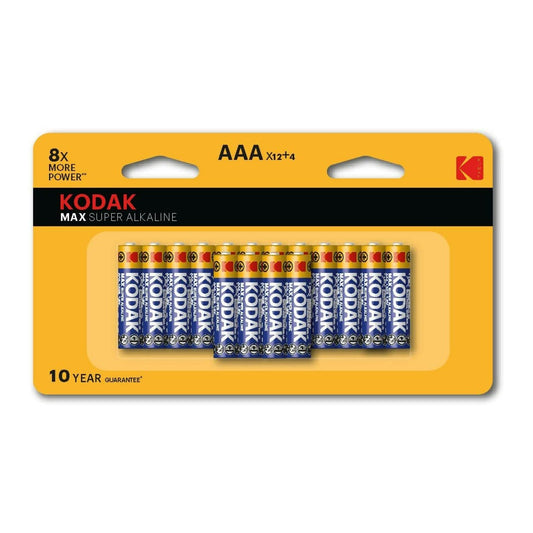 Kodak MAX Super Alkaline Leak-Proof AAA Batteries with 10-Year Shelf Life (16 Pack)