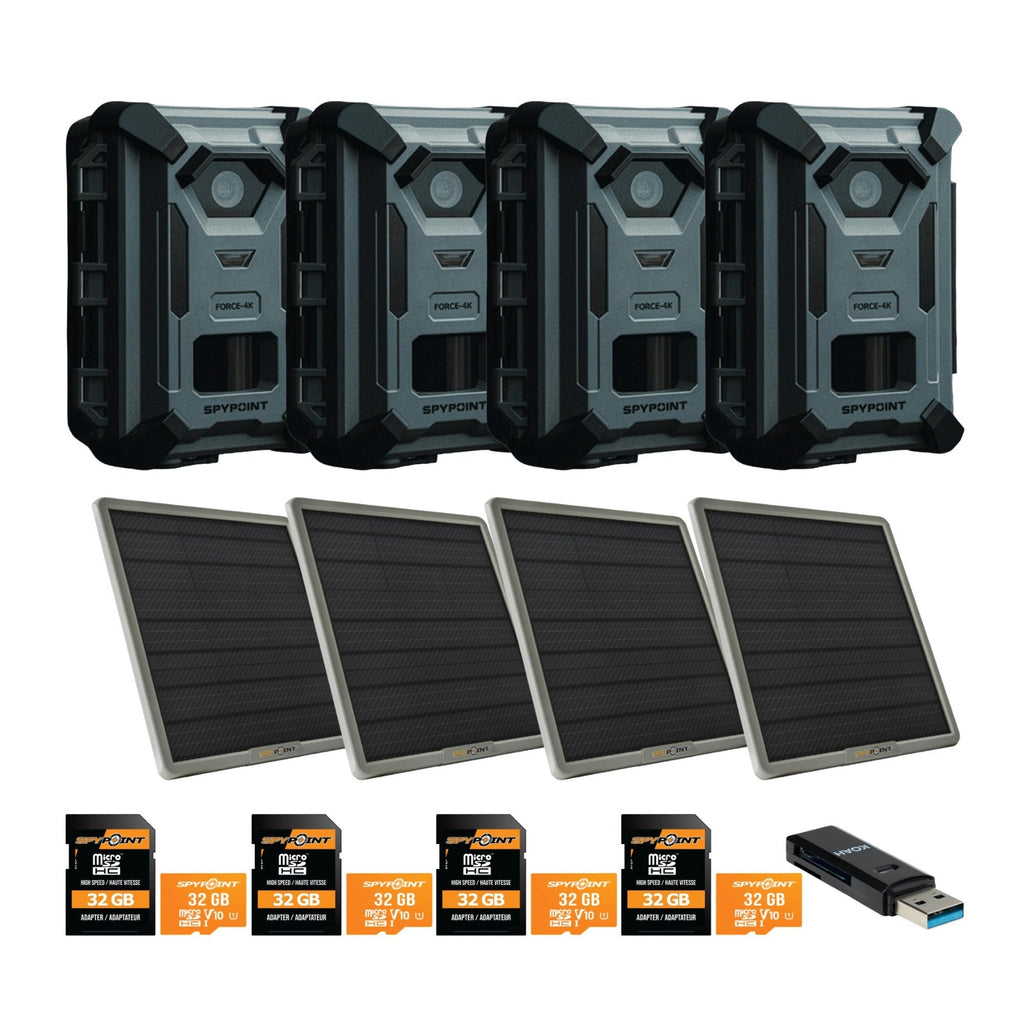 Spypoint FORCE-4K Trail Camera with 10W Solar Panel and Accessories Bundle