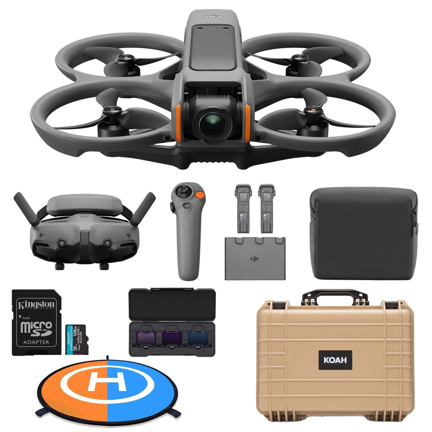 DJI Avata 2 Fly More Combo (Three Batteries) with DJI Avata 2 ND Filters Set (ND8/16/32), 128GB Mi