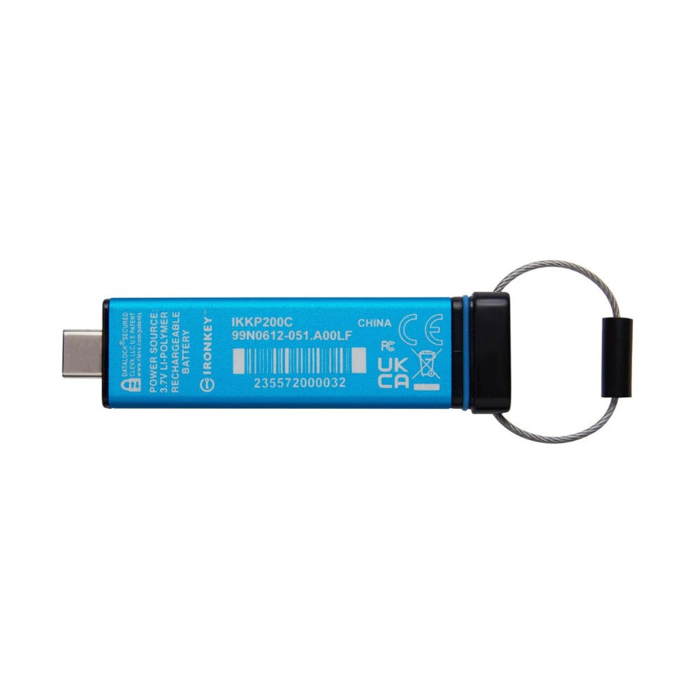 Kingston Ironkey Keypad 200 USB-C 128GB Encrypted Flash Drive (Blue)