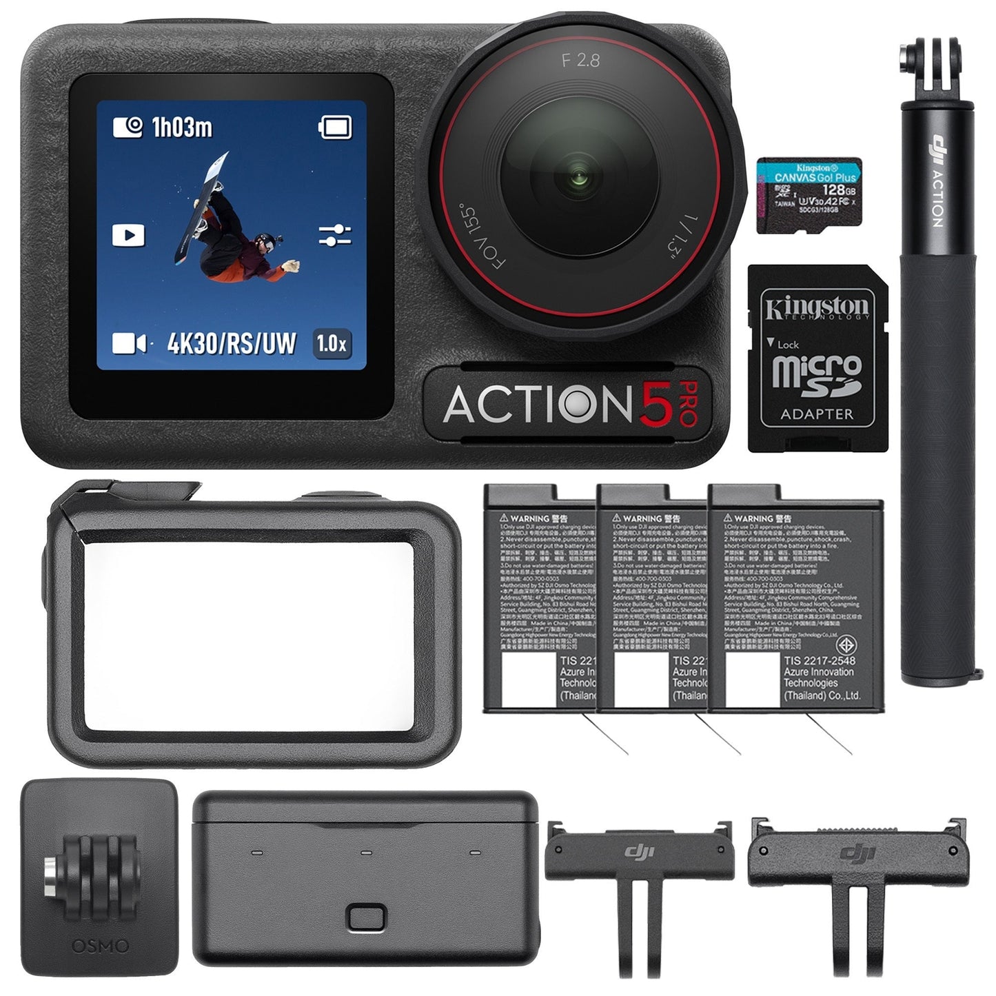 DJI Osmo Action 5 Pro Adventure Combo with 128GB MicroSDXC Bundle