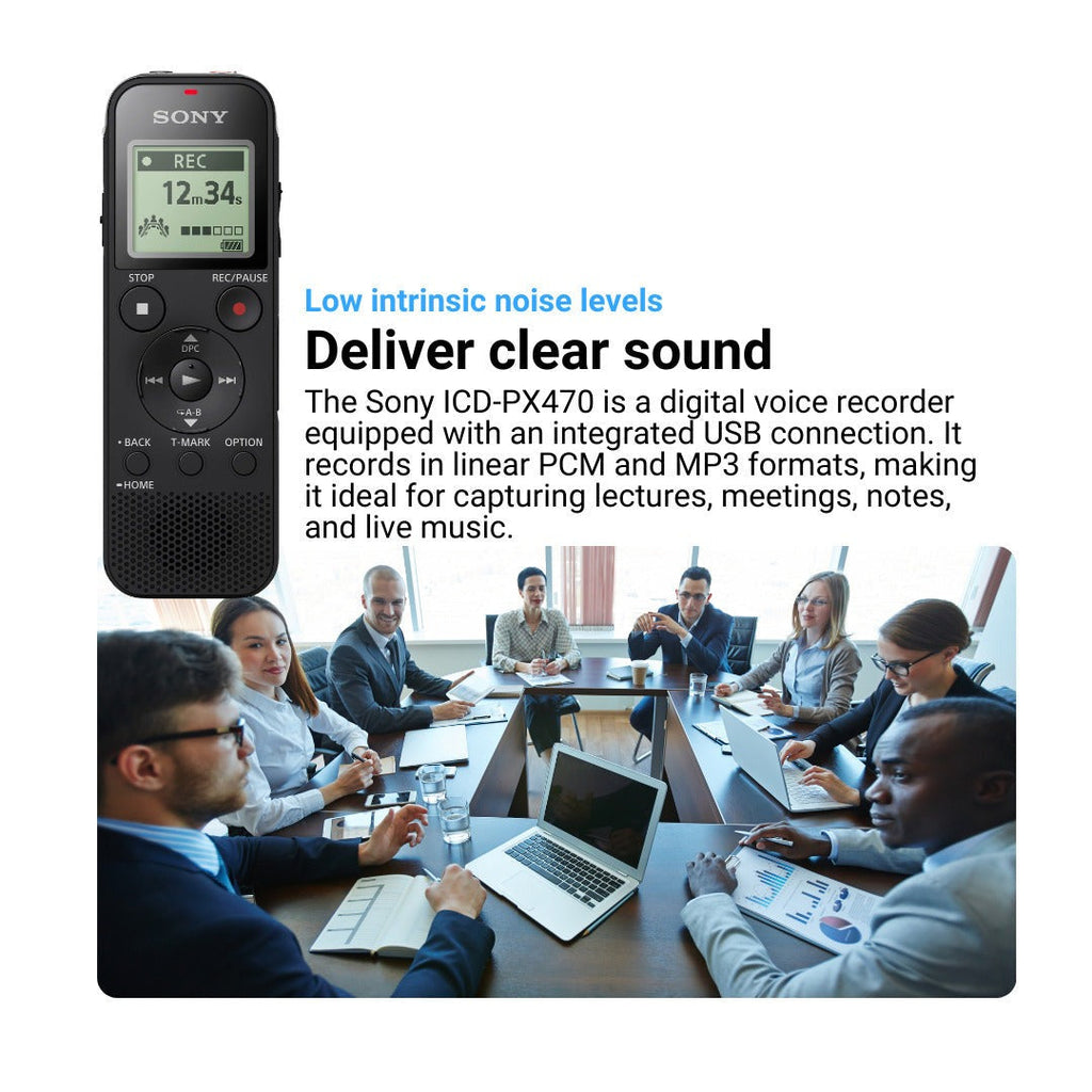 Sony ICDPX470 Digital Built In USB Voice Recorder with Earbud Headphone Bundle