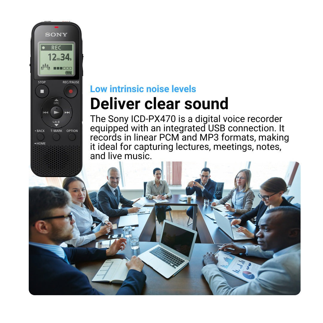 Sony ICDPX470 Digital Built In USB Voice Recorder with Earbud Headphone Bundle