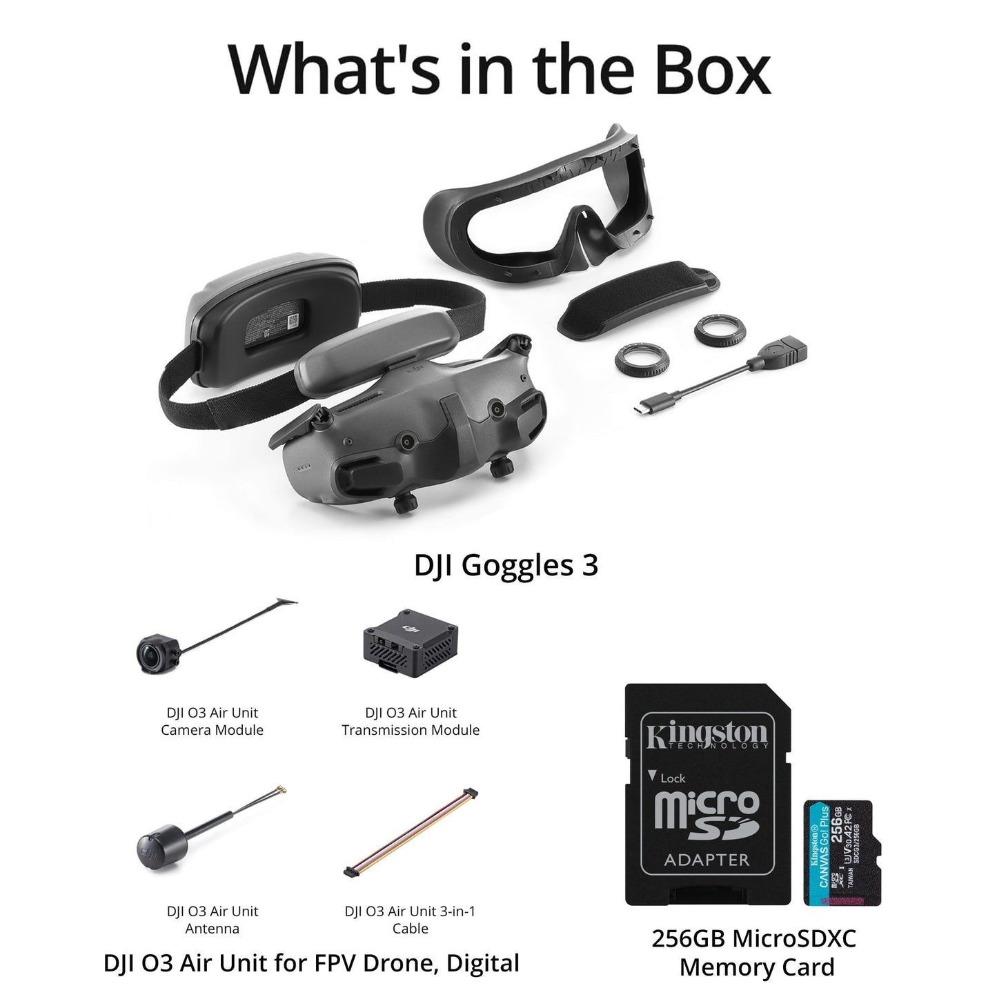 DJI Goggles 3 with O3 Air Unit and 256GB MicroSDXC Memory Card bundle
