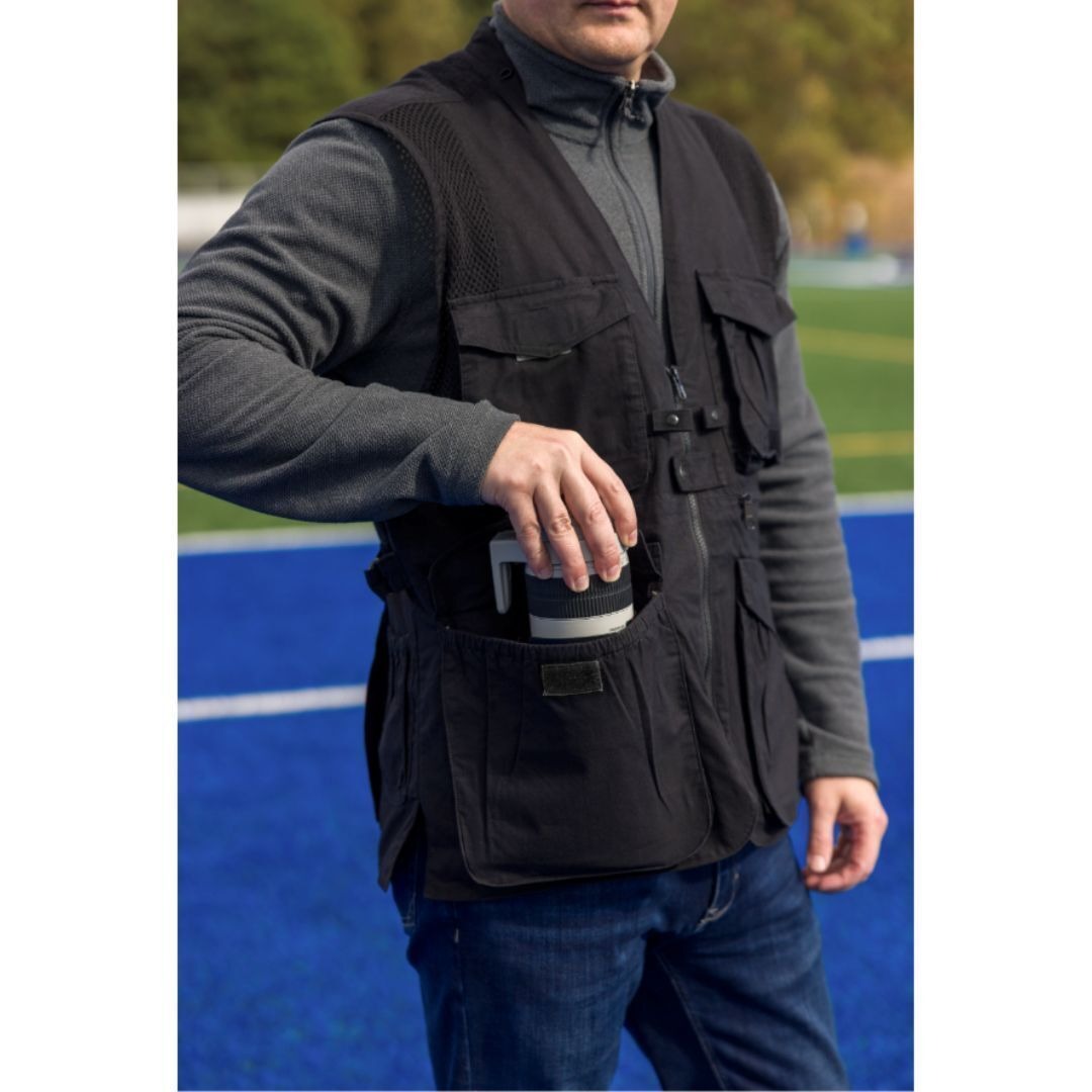 DOMKE PhoTOGS Vest with 100 Percent Cotton, 12 Pockets and Padded Collar (Black, Large Size)