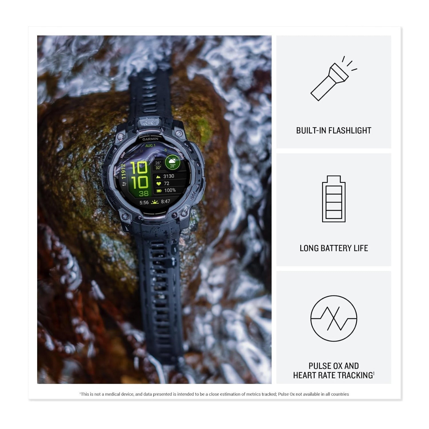 Garmin Instinct 3 45mm Black AMOLED GPS Smartwatch Bundle with T710 Earbuds