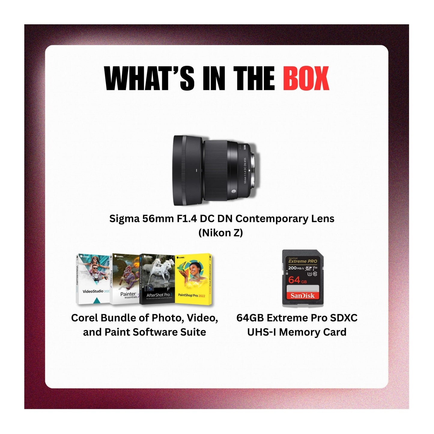 Sigma 56mm F1.4 DC DN Contemporary Lens (Nikon Z) Bundle