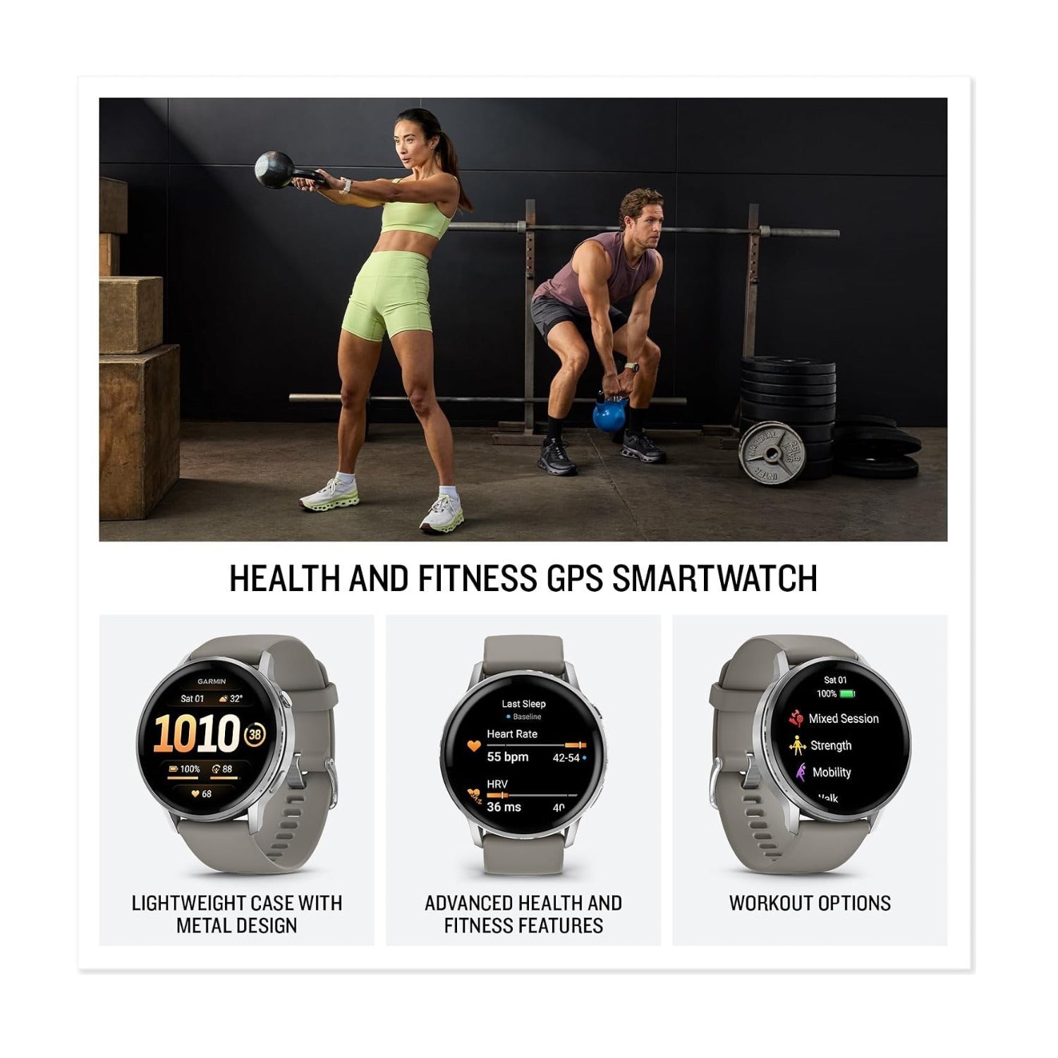 Garmin Venu 4 45mm GPS Smartwatch (Silver/Gray) Bundle with Wireless Earbuds