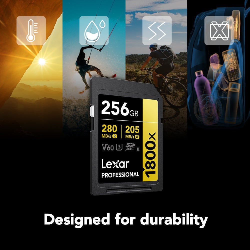 Lexar 256GB Professional 1800x UHS-II SDXC Memory Card (GOLD Series)