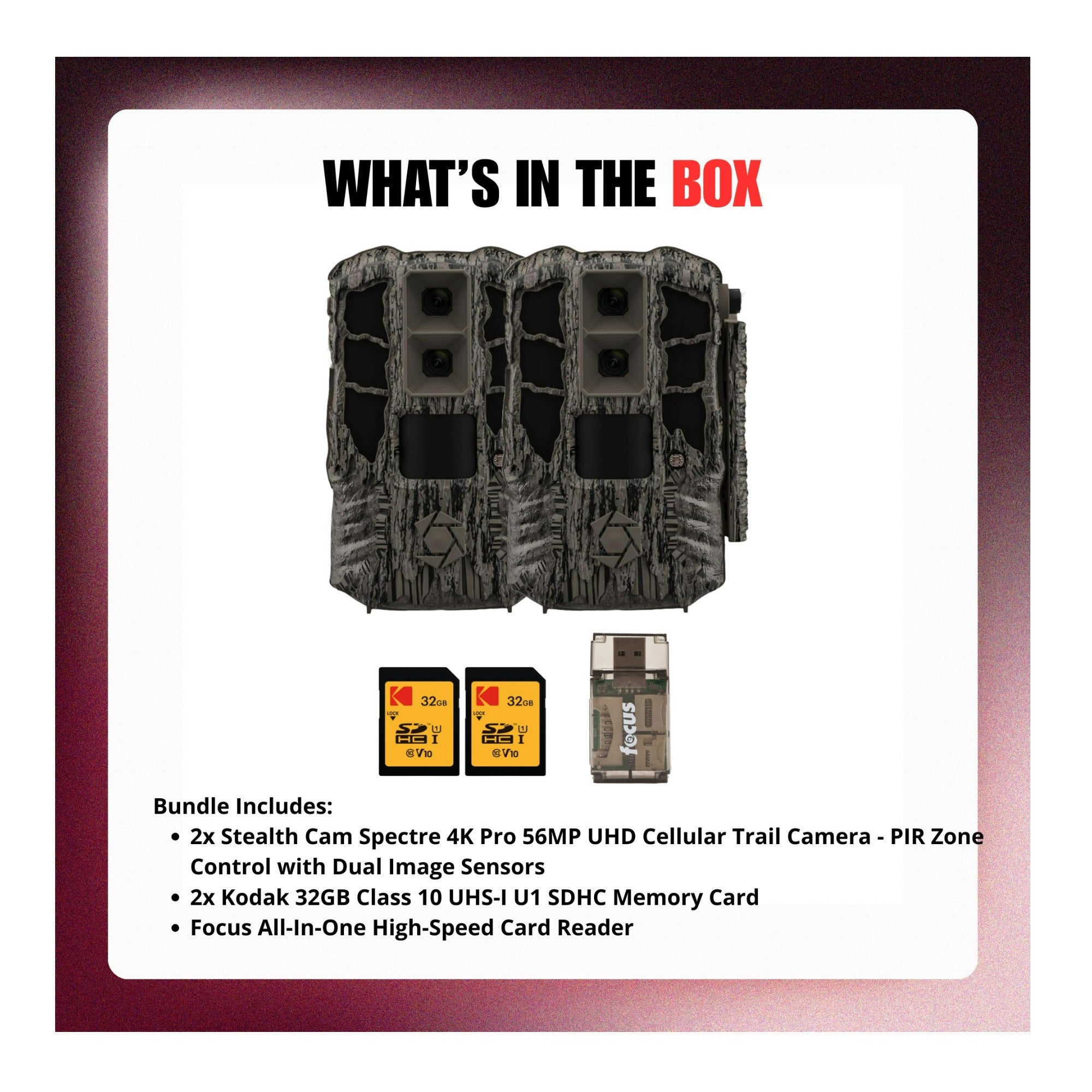 Stealth Cam Spectre 4K Pro 56MP Cellular Trail Camera (2-Pack) with Accessories