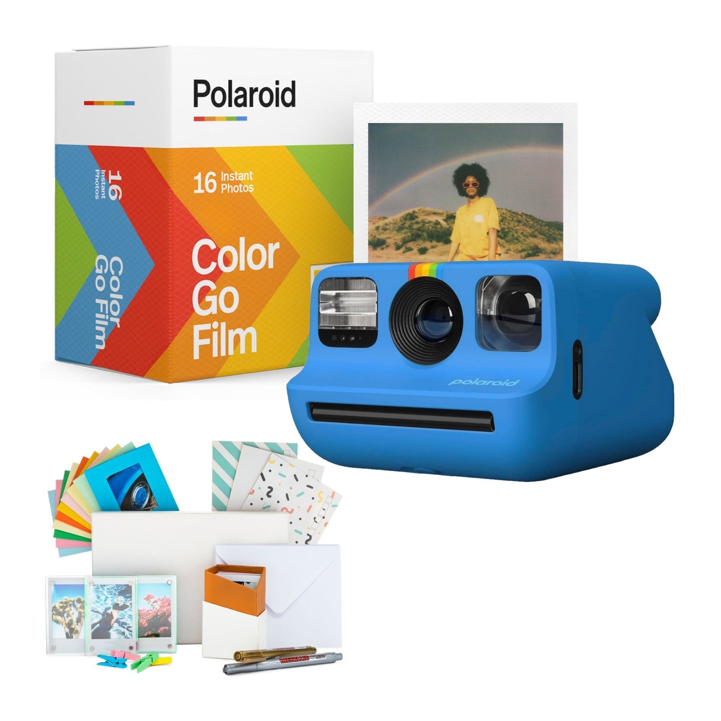 Polaroid Go Generation 2 Instant Camera (Blue) with Focus Camera Instax Film Kit Bundle