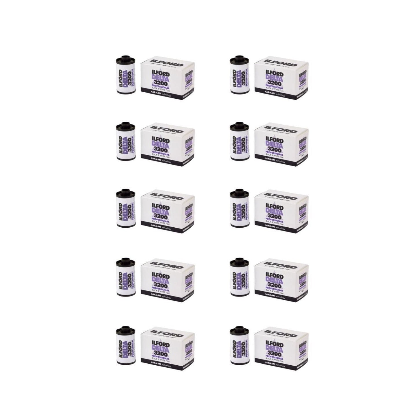 Ilford Delta 3200 Professional Black and White Print Film 35 mm, 36 Exposures (Pack of 10)