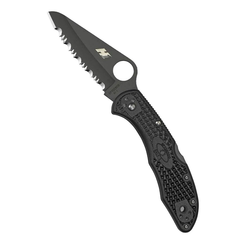 Spyderco Salt 2 Lightweight Knife with H-1 Corrosion Resistant Steel Blade and FRN Handle (Black)