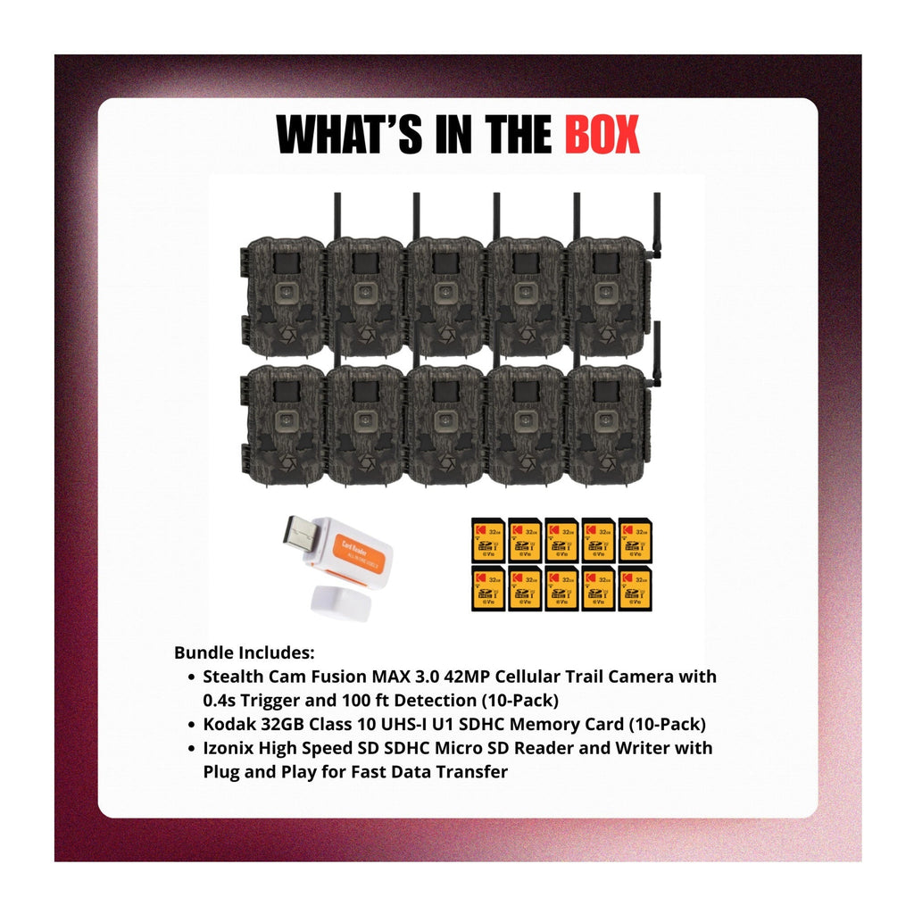 Stealth Cam Fusion MAX 3.0 Cellular Trail Camera 42MP with Accessories Bundle