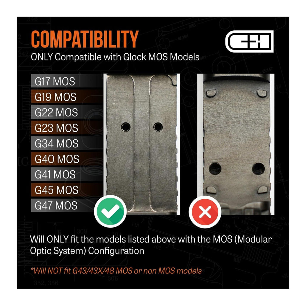 C+H Precision Optics Adapter Plate for Glock MOS - Compatible with Aimpoint Acro