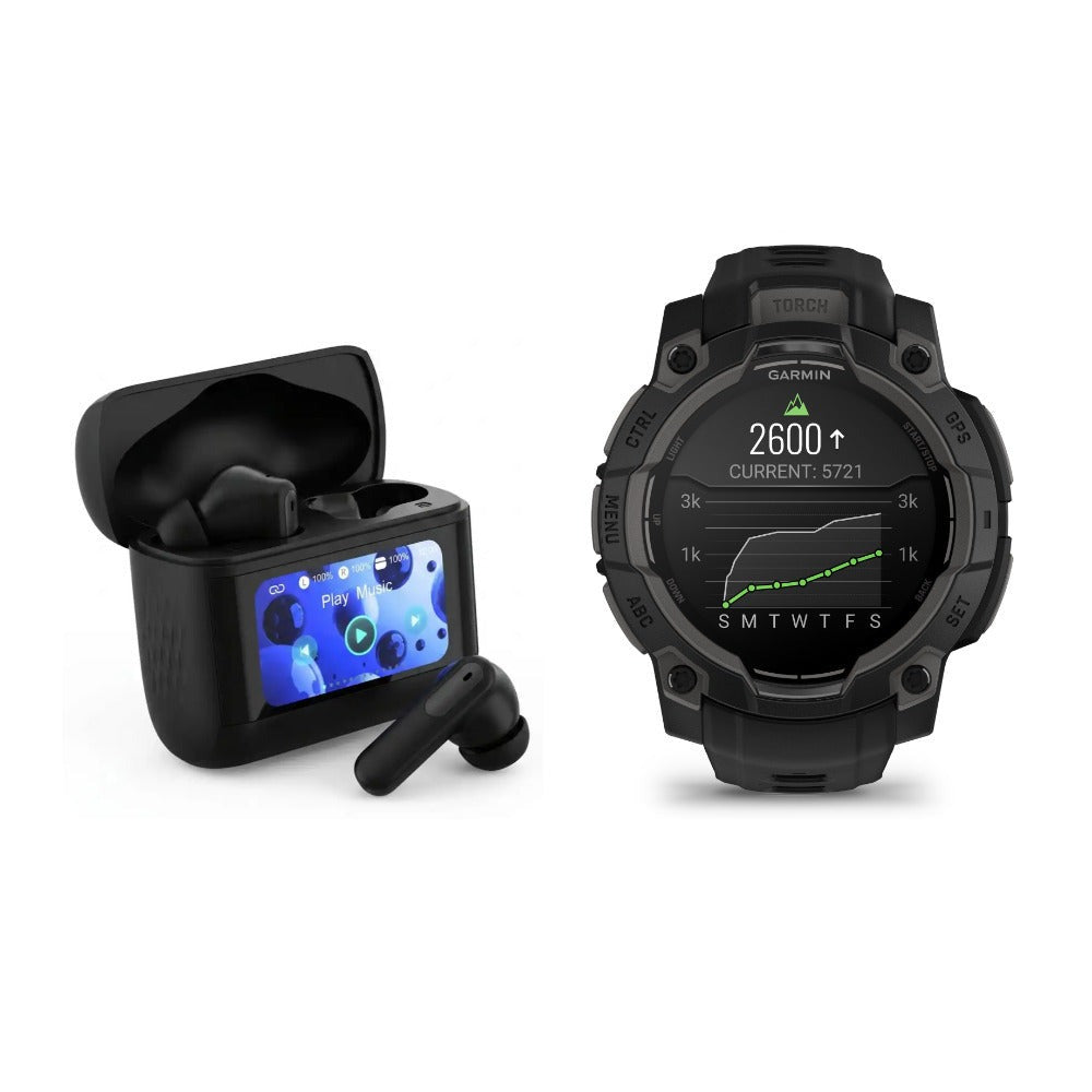 Garmin Instinct 3 45mm Black AMOLED GPS Smartwatch Bundle with T710 Earbuds