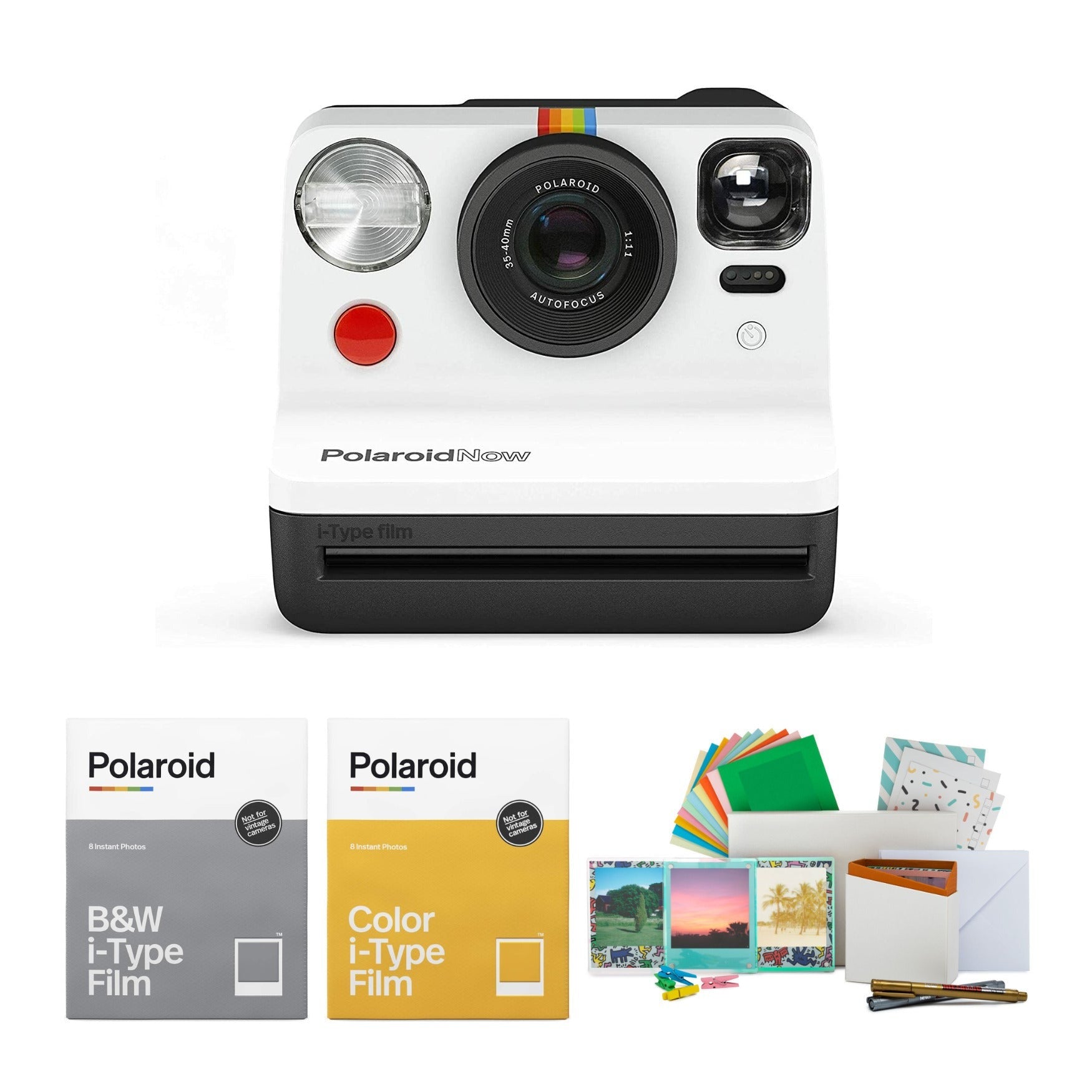 Polaroid Now VF i-Type Instant Camera (B&W) Bundle with Film &Accessories