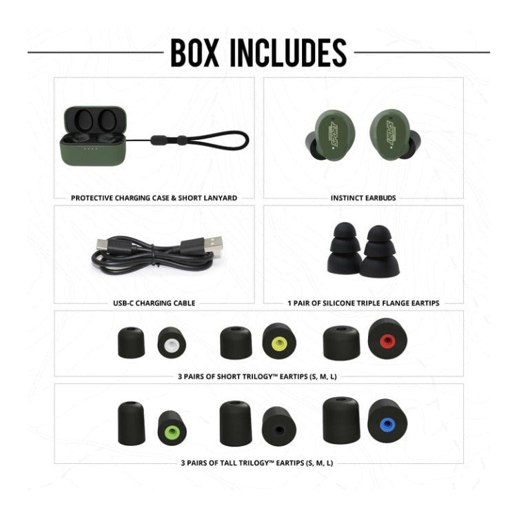 INSTINCT True Wireless Tactical Electronic Earbuds, 25 NRR, OD Green