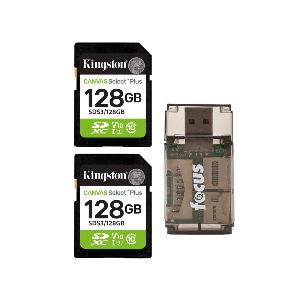 Kingston 128GB Canvas Select Plus UHS-I SDXC Memory Card with Card Reader Bundle