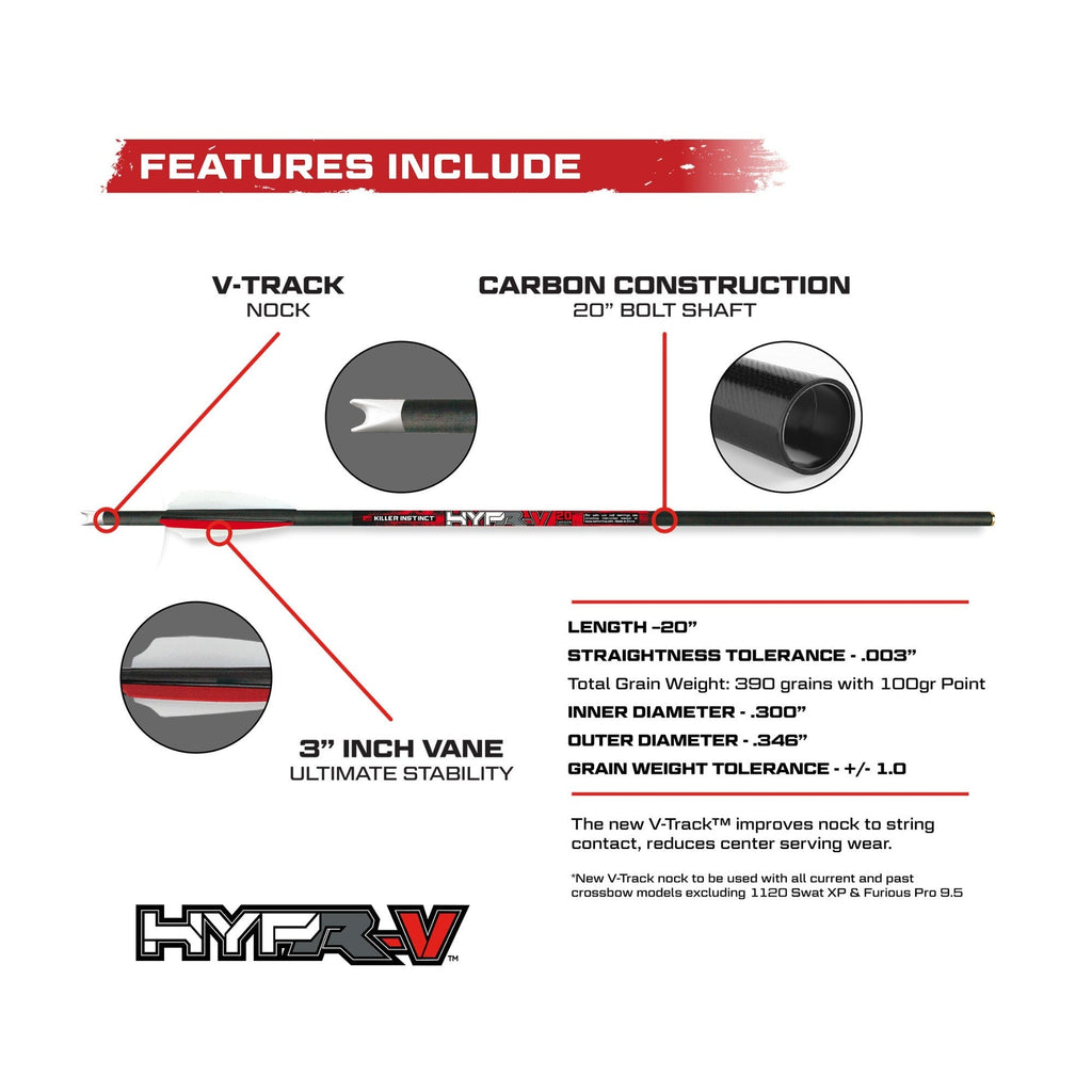 Killer Instinct LogiX 435 FPS Crossbow Bundle with HYPR-V 20-Inch Bolts, Case, and Broadheads