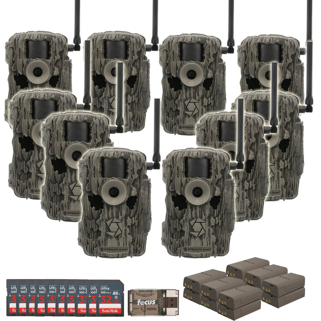 Stealth Cam 36MP Fusion Max Cellular Trail Camera 10-Pack with Fieldmax Lithium 10-Pack Bundle