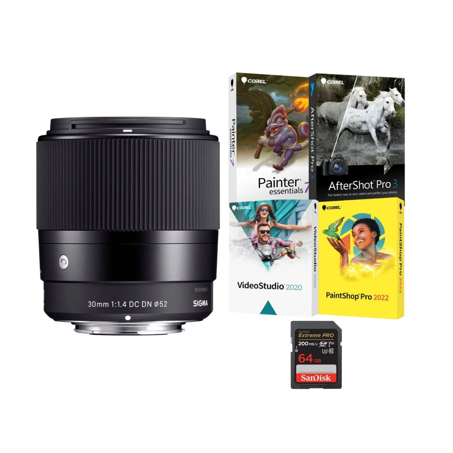 Sigma 30mm f/1.4 Contemporary DC DN Prime Lens (Sony E-Mount) Bundle