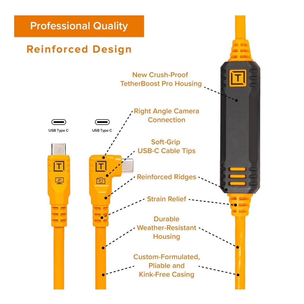 Tether Tools TetherPro Optima 10G 15 Feet Non-Reflective BLK Cable (Black)