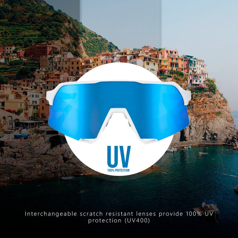 100% S3 Sunglasses Matte White HiPER Blue Lens