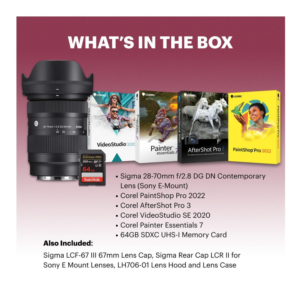 Sigma 28-70mm f/2.8 DG DN Contemporary Lens (Sony E-Mount) Bundle