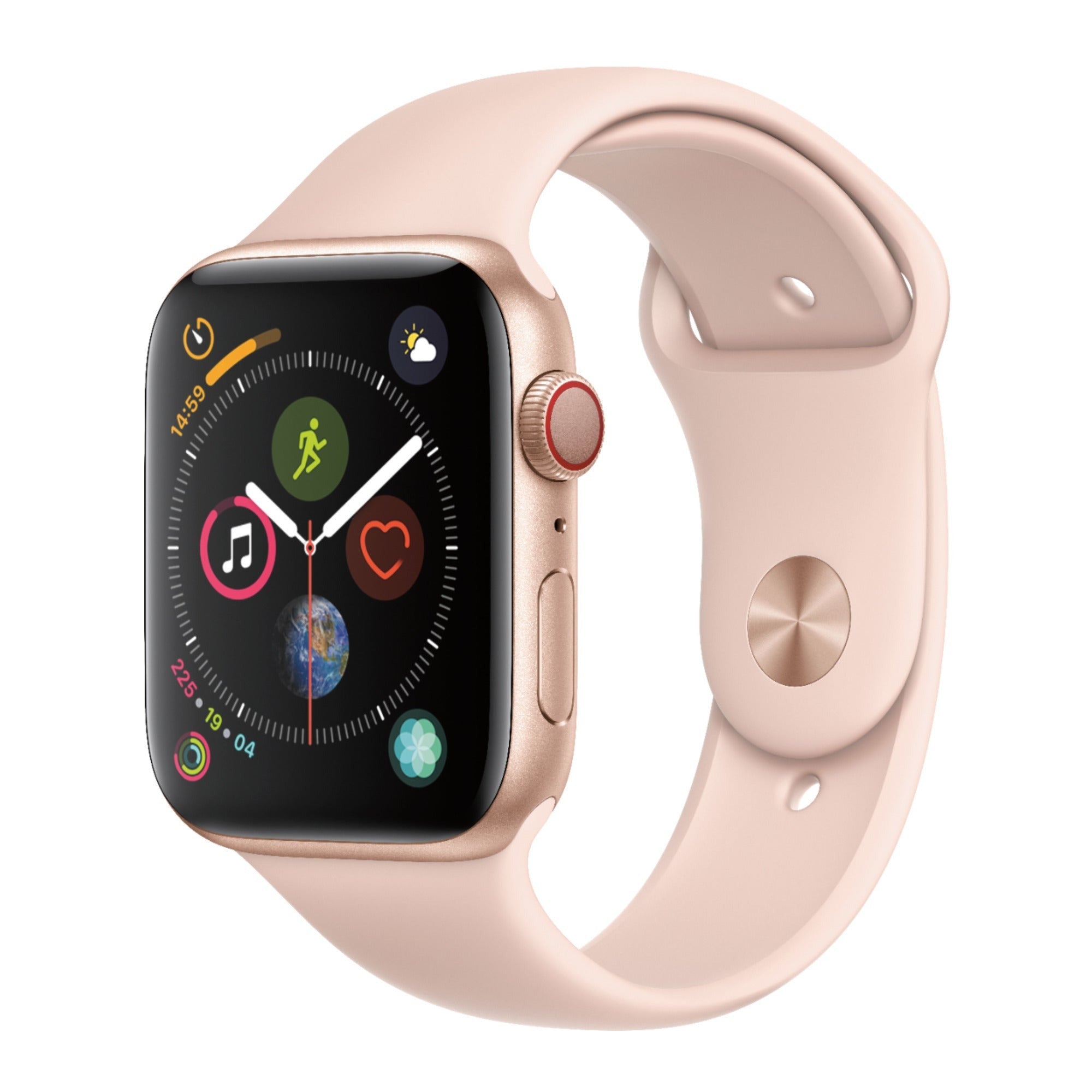 Apple Watch Series 4, 44mm GPS + Cellular (Gold Aluminum Case, Pink Sand Sport Band) (Certified Refurbished)