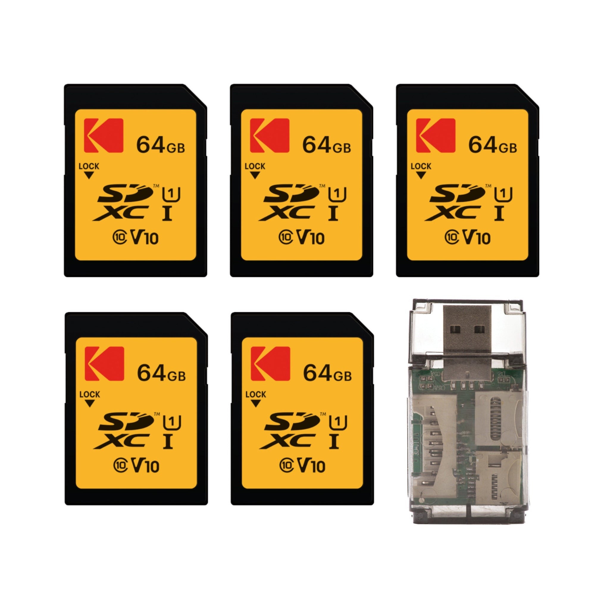 Kodak 64GB Class 10 UHS-I U1 SDXC Memory Card Bundle with Card Reader