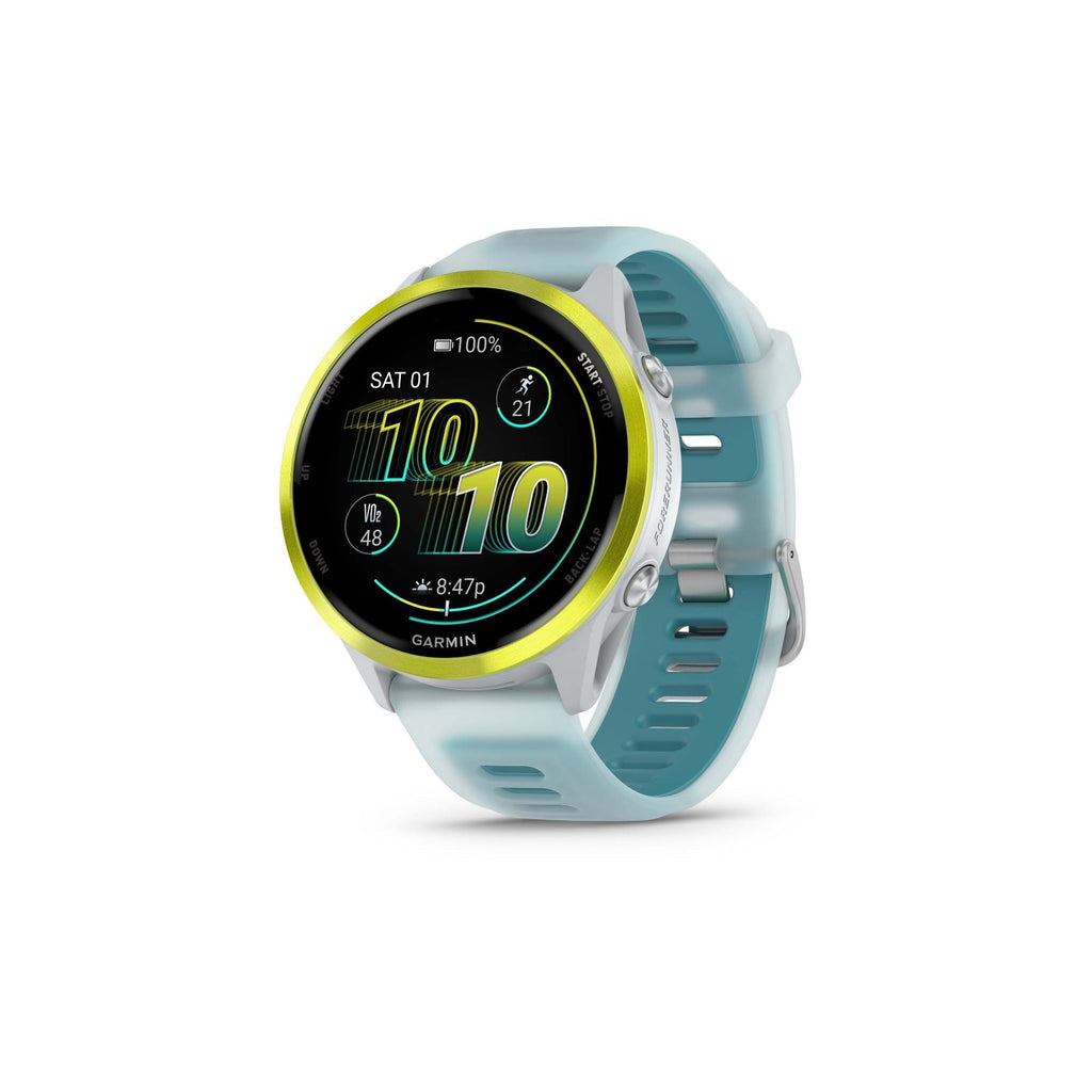 Garmin Forerunner 570 47mm (Yellow/Turquoise) GPS Smartwatch with Earbuds Bundle