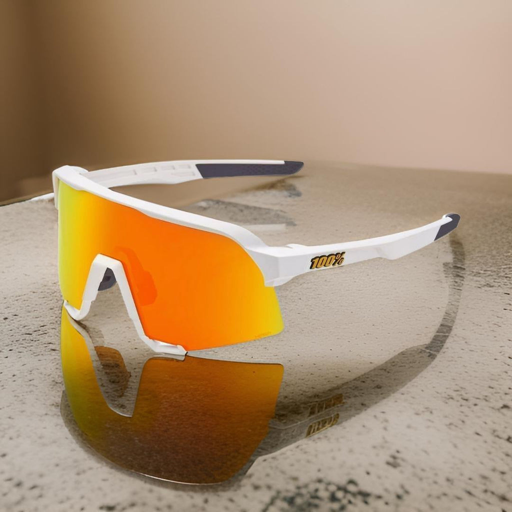 100% S3 Sunglasses Soft Tact White HiPER Red Lens