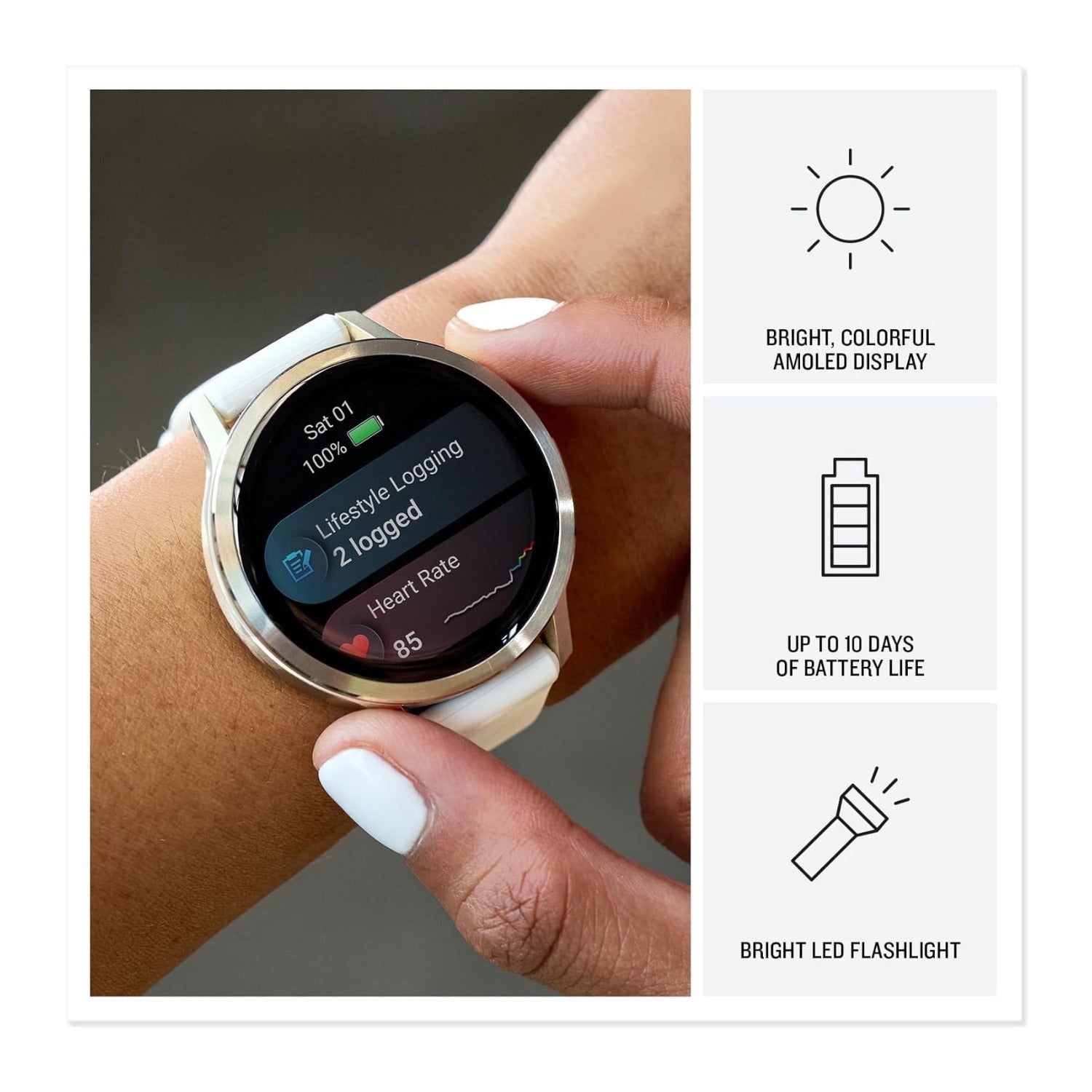 Garmin Venu 4 41mm Silver/Periwinkle Fitness Smartwatch Bundle with T710 True Wireless Earbuds