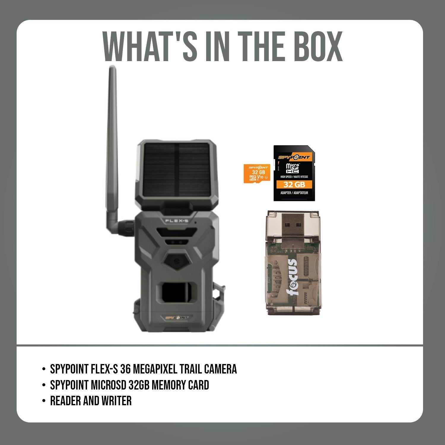 Spypoint FLEX-S 36 Megapixel Trail Camera with 100-Feet Flash and Detection Range Bundle