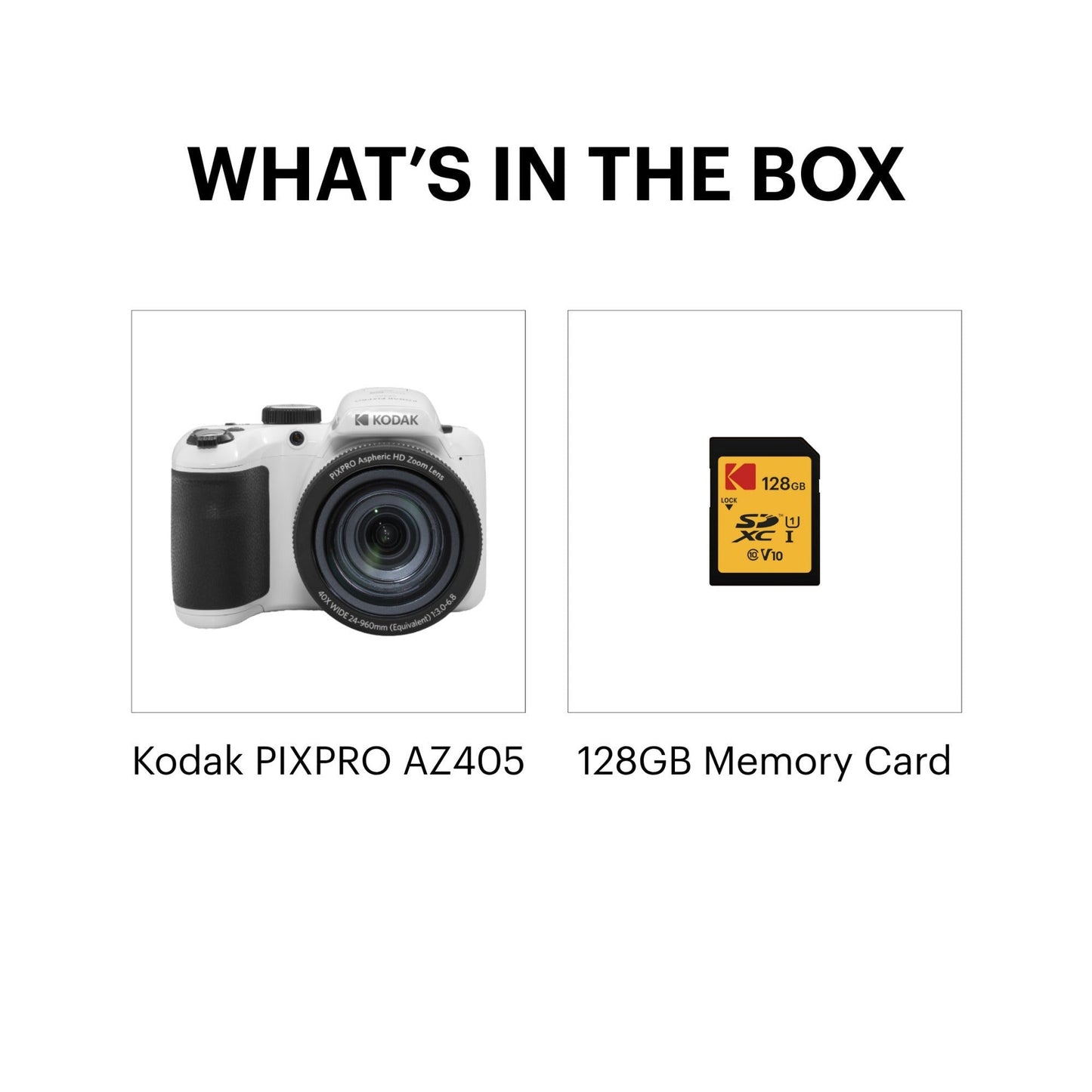 Kodak PIXPRO AZ405 16MP Astro Zoom Digital Camera (White) Bundle with SD Card
