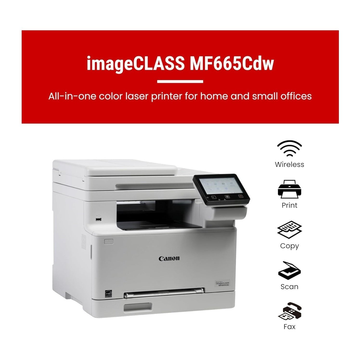 Canon imageCLASS MF665Cdw Color Laser Printer with Wireless Duplex 26ppm (White)