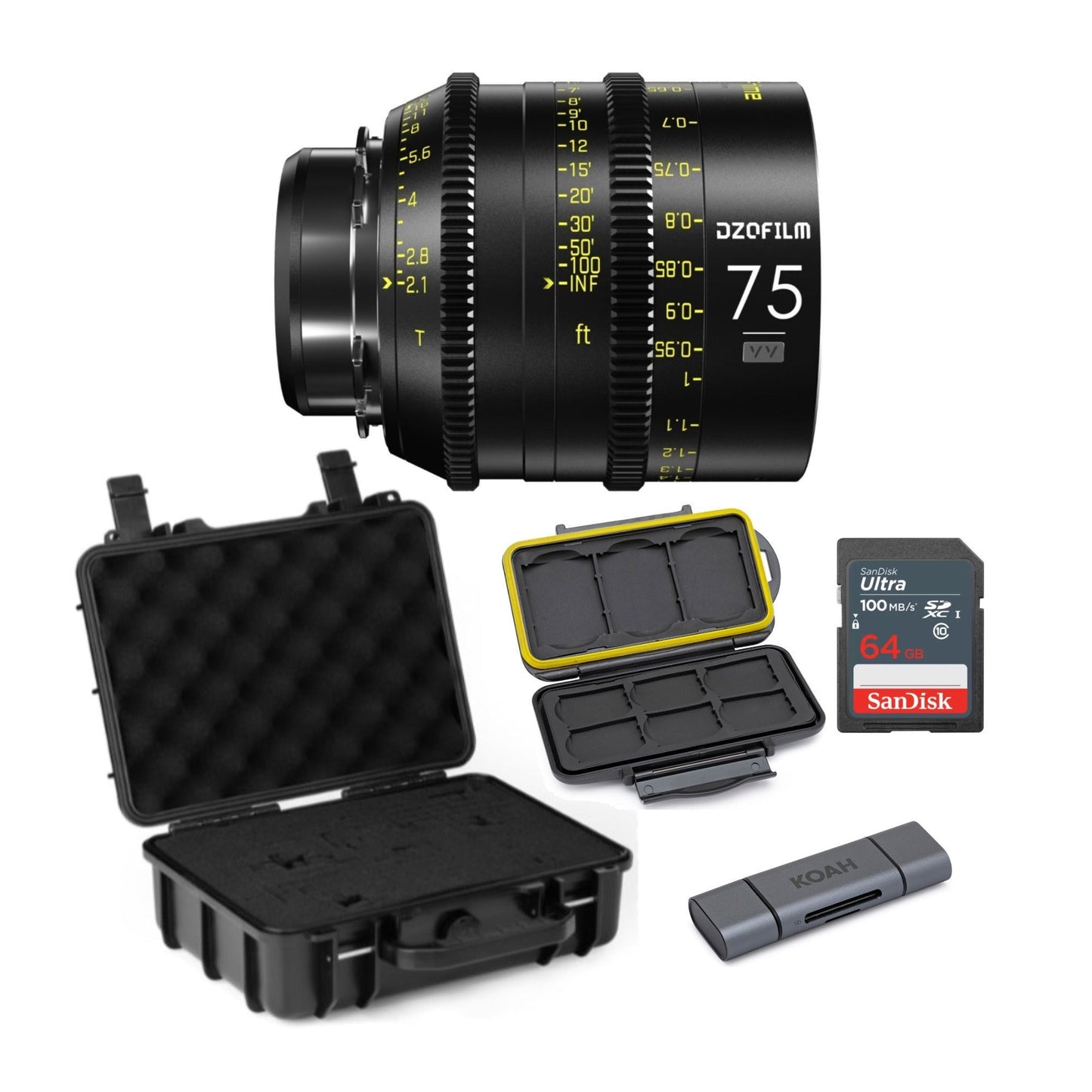 DZOFilm Vespid 75mm T2.1 Lens for Soft and Natural Bokeh (PL Mount) with Hard Carry Case Bundle