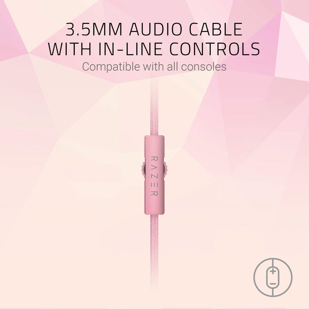 Razer Kraken Quartz Edition Wired Stereo Gaming Headset, Quartz Pink (Certified Refurbished)