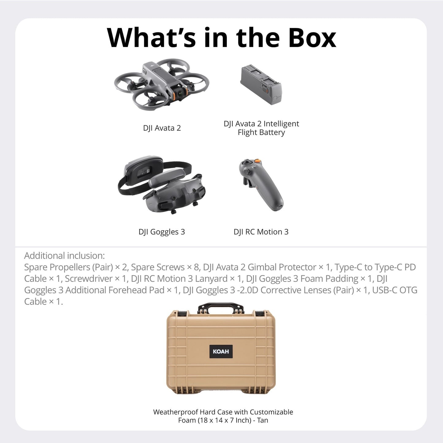 DJI Avata 2 Fly More Combo (Three Batteries) with Weatherproof Hard Case Bundle