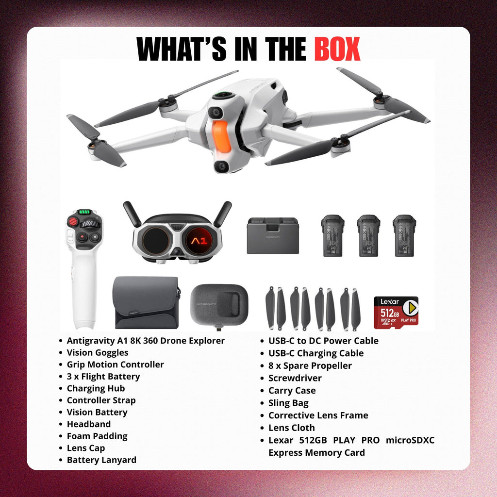 Antigravity A1 8K 360 Drone Explorer Bundle and 512GB PLAY PRO Memory Card