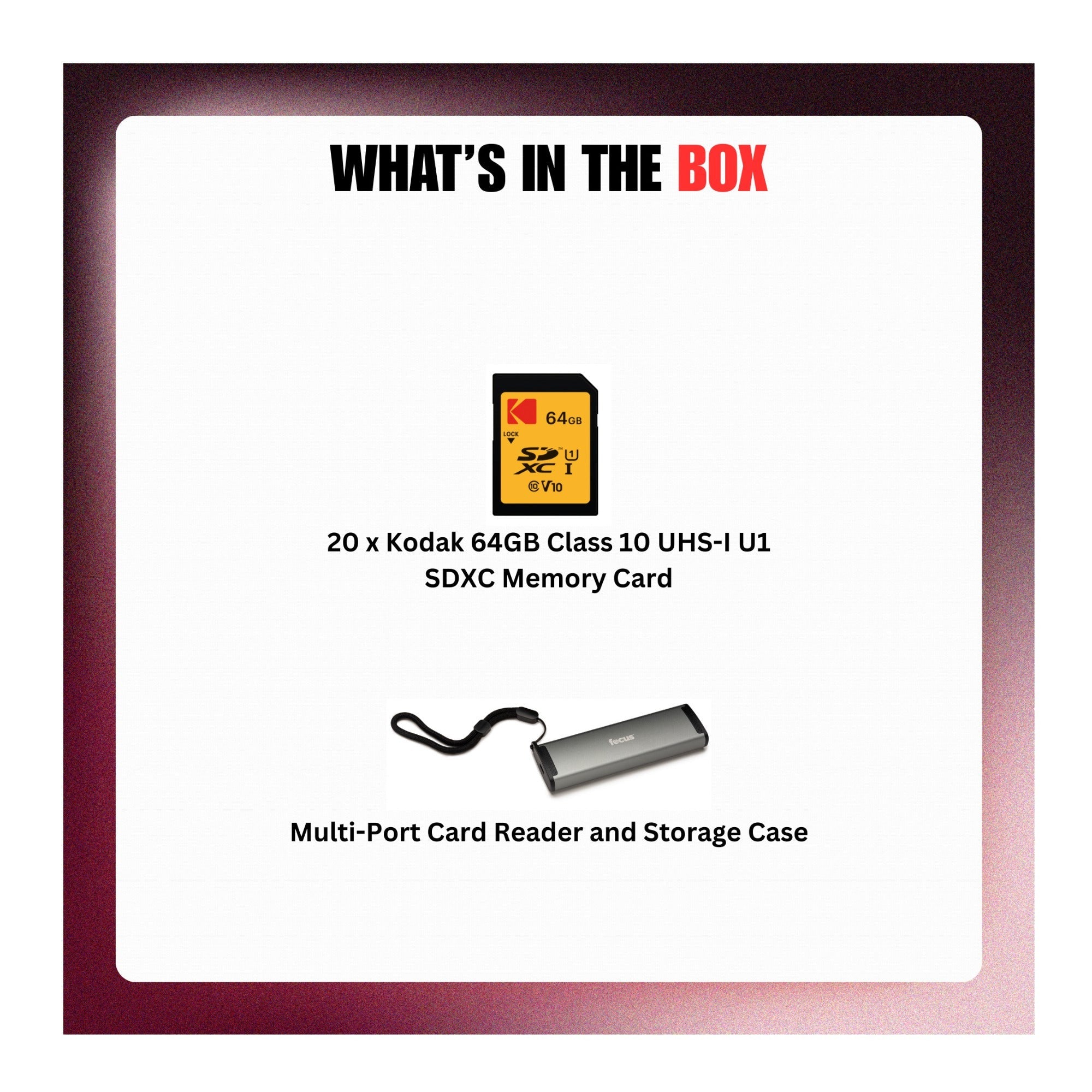 Kodak 64GB Class 10 UHS-I U1 SDXC Memory Card with Card Reader and Storage Case