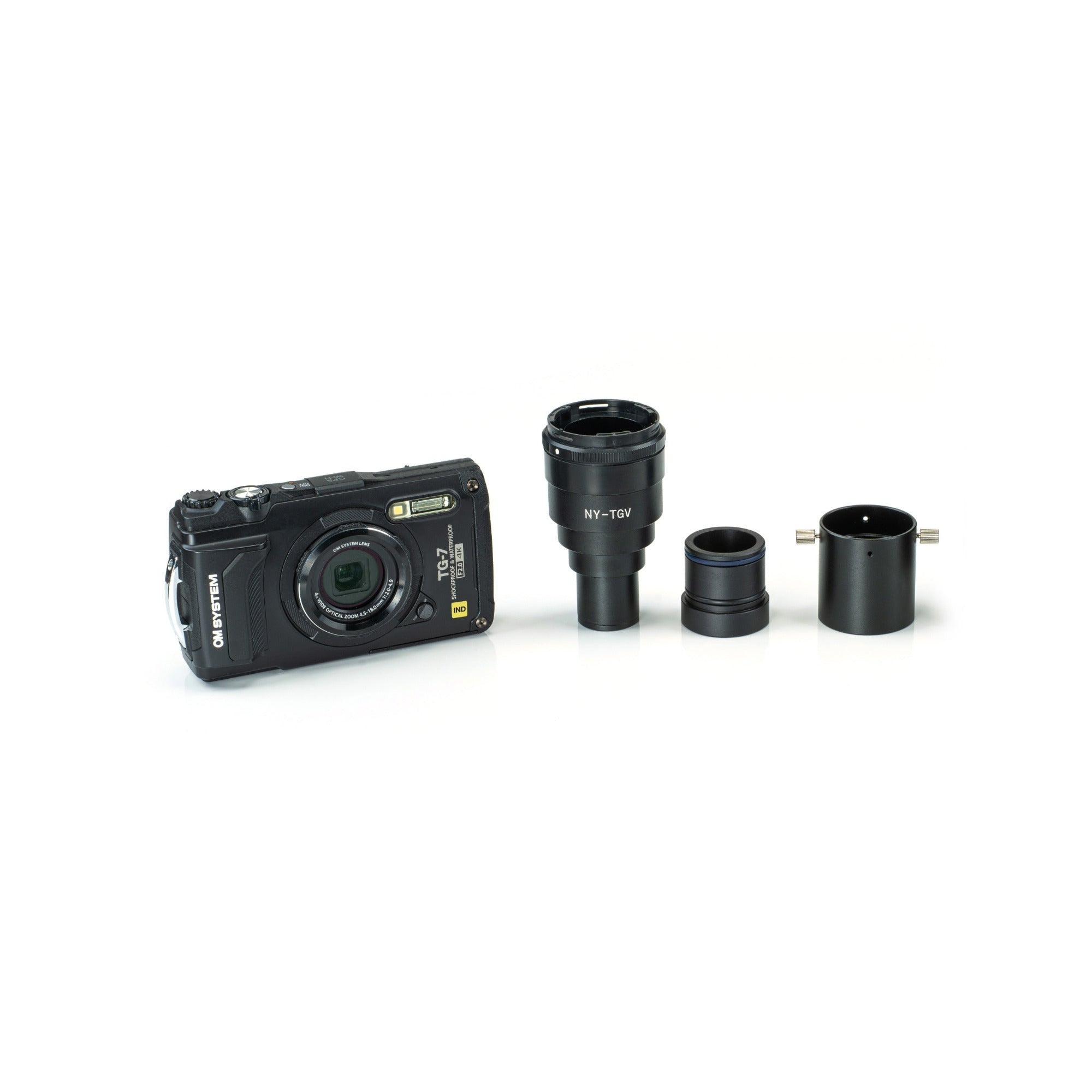 OM SYSTEM TG-7 INDUSTRY Digital Camera with NY-TGV Microscope Adapter Kit (Black)