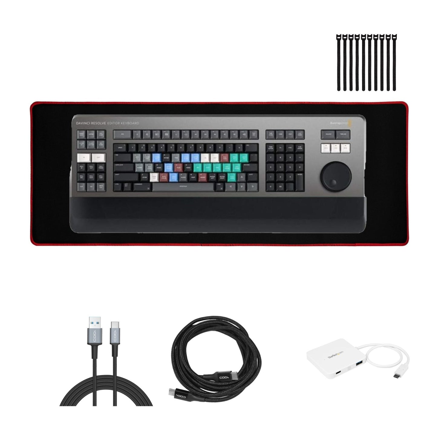 Blackmagic Design DaVinci Resolve Editor Keyboard with 3-Port Hub and Mouse Pad Bundle