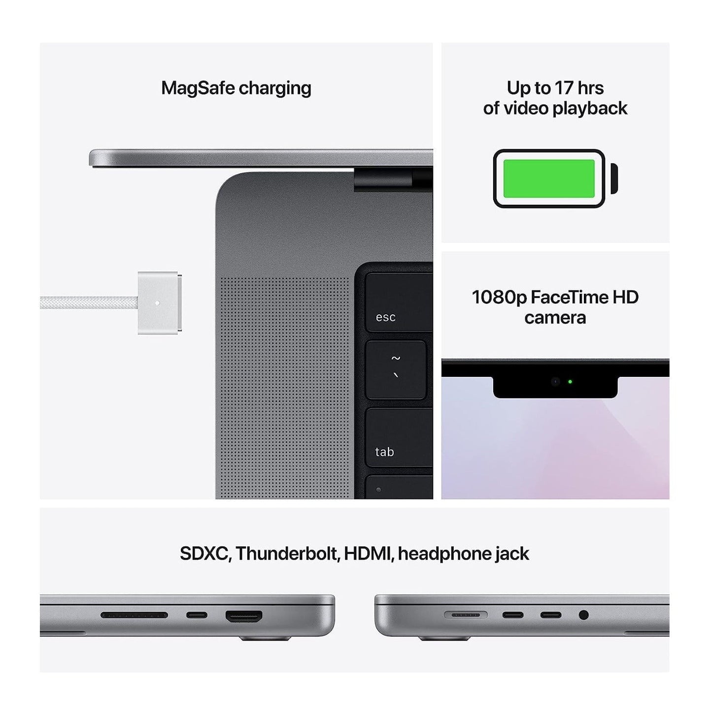 Apple MacBook Pro 14" with M1 Pro Chip, 16GB RAM, 512GB SSD, Space Gray (Certified Refurbished)