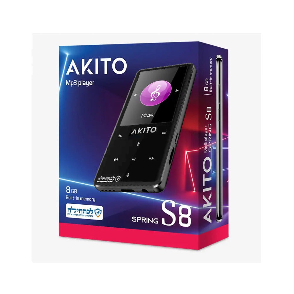 AKITO S8 8GB Kosher MP3 Player with Built-in Speaker, and Recorder (Black)