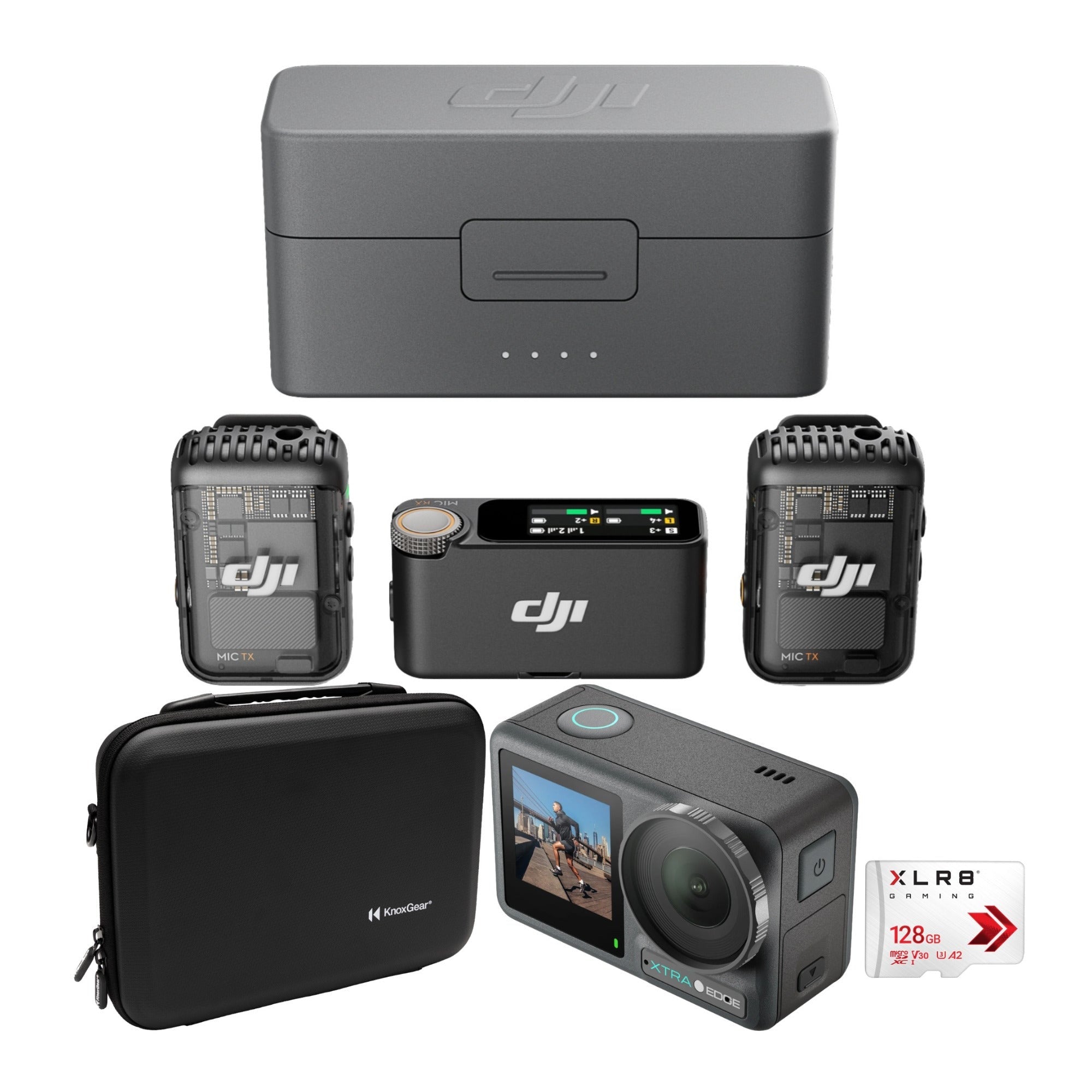DJI Mic 2 with Action Camera, Memory Card, and Carrying Case Bundle