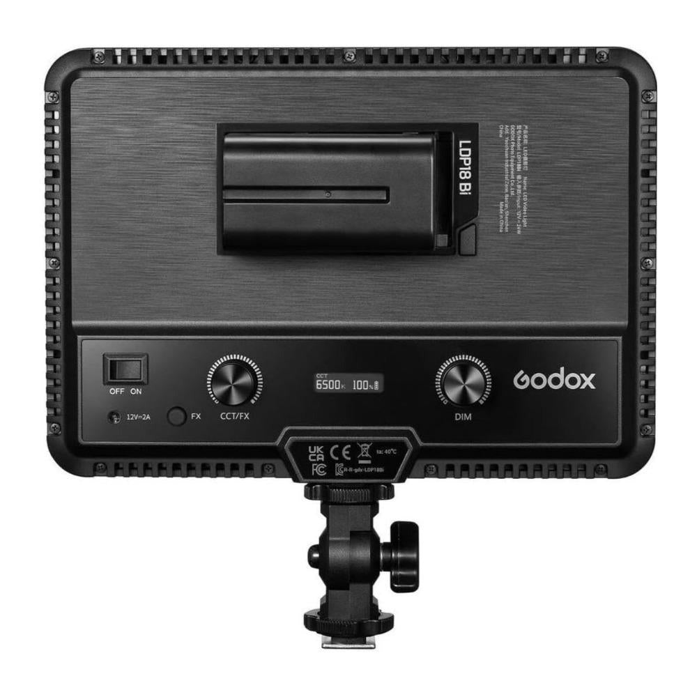 Godox LDP18Bi Bi Color LED Video Panel with Side-Mounted Chip, Slim Frame, and 31 FX Modes (Black)