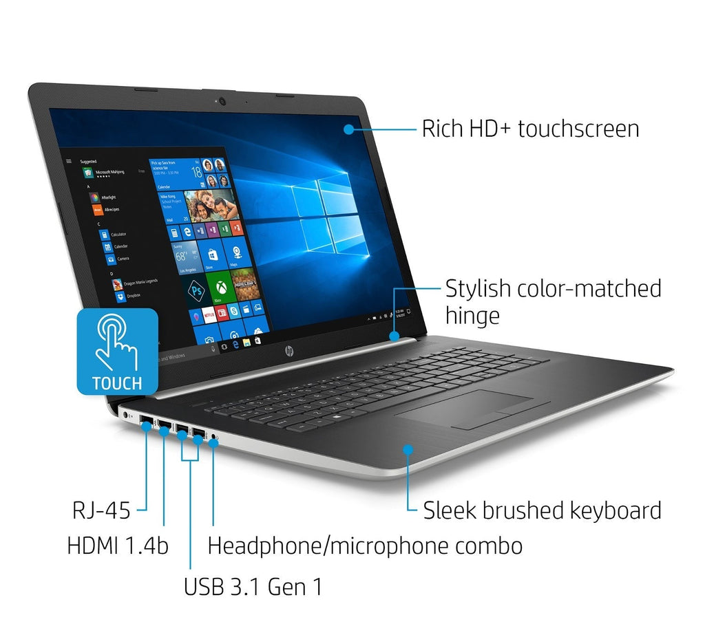 HP 17-BY 17.3" HD+ Touchscreen Laptop, Intel Core i5-8250U, 12GB RAM, 1TB HDD, AMD Radeon 2GB (Certified Refurbished)